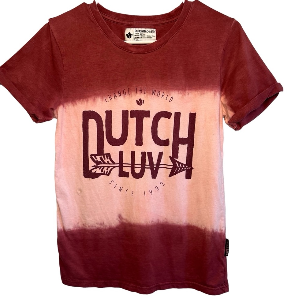 Dutch Bros DUTCH LUV T-Shirt SMALL+LARGE CHANGE THE WORLD Pink DB 1992 RARE